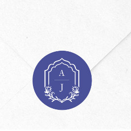 装飾枠カスタムフローラ結婚モノグラム ラウンドシール