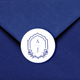 装飾枠カスタムフローラ結婚モノグラム ラウンドシール