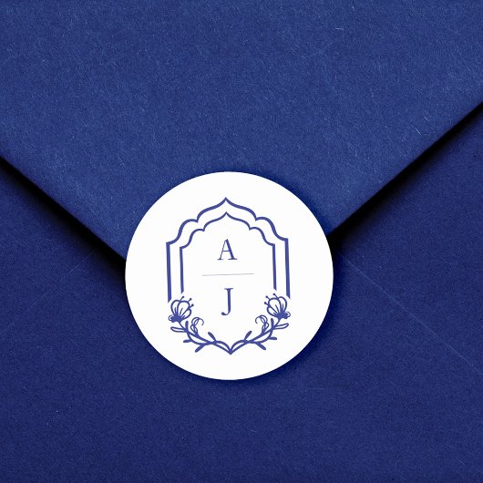 装飾枠カスタムフローラ結婚モノグラム ラウンドシール