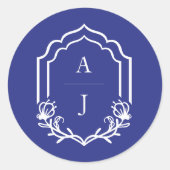 装飾枠カスタムフローラ結婚モノグラム ラウンドシール (正面)