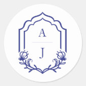 装飾枠カスタムフローラ結婚モノグラム ラウンドシール (正面)