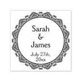 装飾枠付き丸いウェディングスタンプ セルフインキングスタンプ (デザイン)