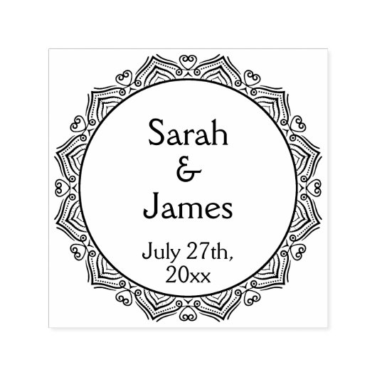 装飾枠付き丸いウェディングスタンプ セルフインキングスタンプ (デザイン)