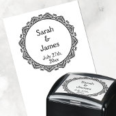 装飾枠付き丸いウェディングスタンプ セルフインキングスタンプ