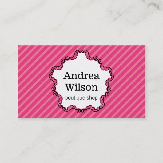 装飾枠/マゼンタのストライプ 名刺 (正面)
