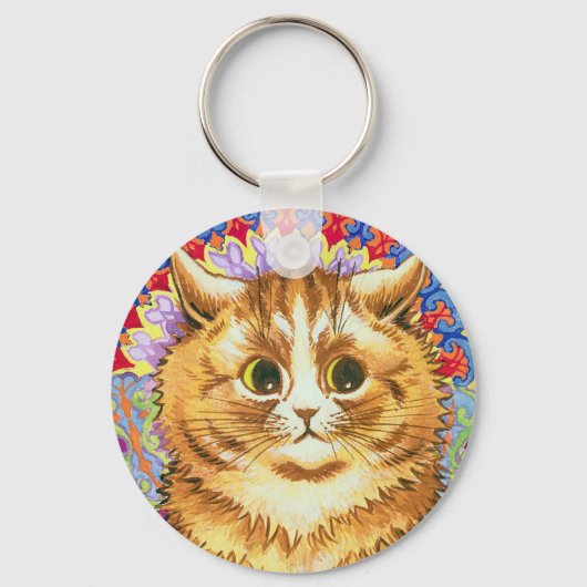 装飾柄の猫、ルイ・ワイン キーホルダー (正面)