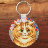 装飾柄の猫、ルイ・ワイン キーホルダー (正面)
