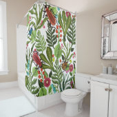 装飾植物と昆虫：シームレスなデザイン。 シャワーカーテン (インサイチュ)