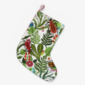 装飾植物と昆虫：シームレスなデザイン。 スモールクリスマスストッキング (正面 (吊り時))