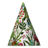 装飾植物と昆虫：シームレスなデザイン。 パーティーハット (右)