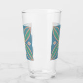 装飾模様かわいらしティール（緑がかった色）とピン タンブラーグラス (左)