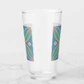 装飾模様かわいらしティール（緑がかった色）とピン タンブラーグラス (右)