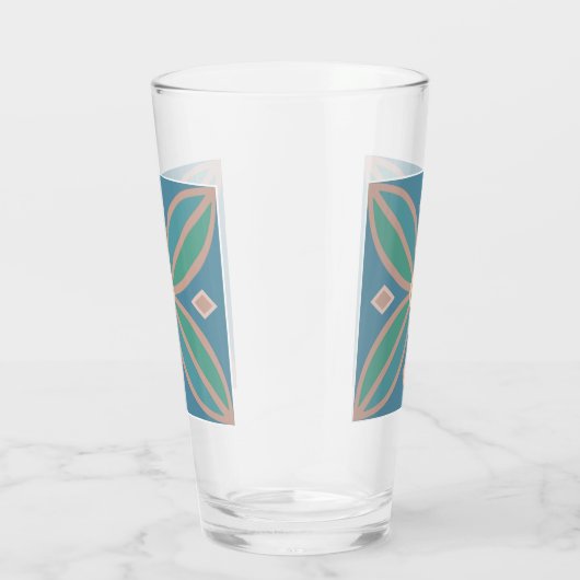 装飾模様かわいらしティール（緑がかった色）とピン タンブラーグラス (右)