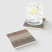装飾模様を有する織機織物 ストーンコースター (横)