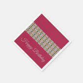 装飾模様入りバーガンディー スタンダードカクテルナプキン (角)