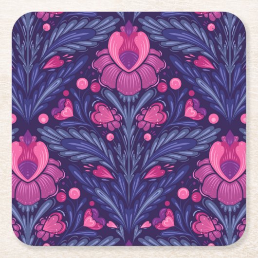 装飾模様(ハート) スクエアペーパーコースター (正面)
