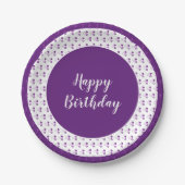 装飾水玉模様ハッピーバースデー ペーパープレート (正面)