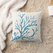 装飾海ブルーコーラルブランチ沿岸 クッション (ブランケット)