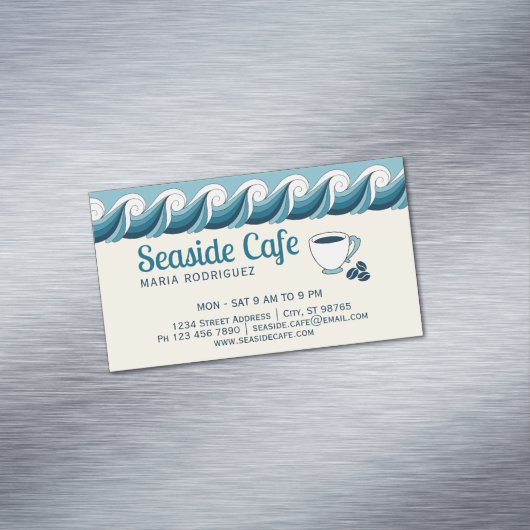 装飾渦巻形の海波CC0081ビーチ会社 マグネット名刺 (インサイチュ)