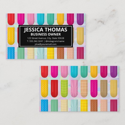 装飾爪、 ネイル模様 |幾何学的な背景 名刺 (正面/裏面)