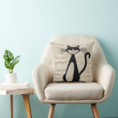 装飾猫の白黒キリム枕 クッション (椅子)