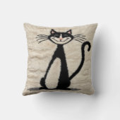 装飾猫の白黒キリム枕 クッション (裏面)