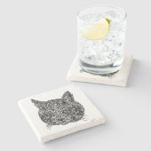 装飾猫頭石コースター ストーンコースター (横)