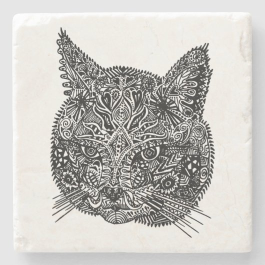 装飾猫頭石コースター ストーンコースター (正面)