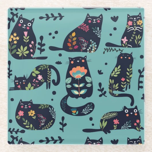 装飾猫 ガラスコースター (正面)