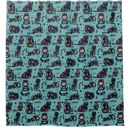 装飾猫 シャワーカーテン (正面)