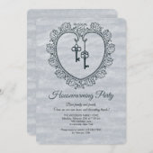 装飾用のハートおよび鍵の引っ越し祝いパーティーのパーティーInv 招待状 (正面/裏面)