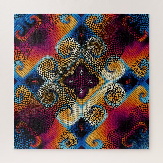 装飾用の対角の波：モザイクテクスチャ ジグソーパズル (縦)