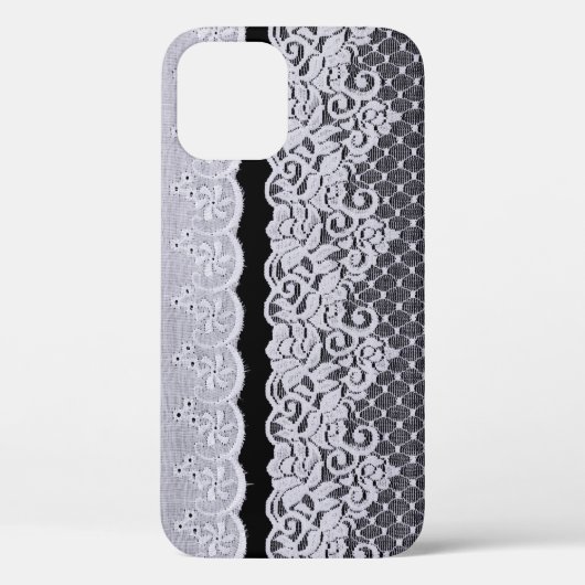 装飾用の白いレース、孤立した黒の背景。 Case-Mate iPhoneケース (裏面)