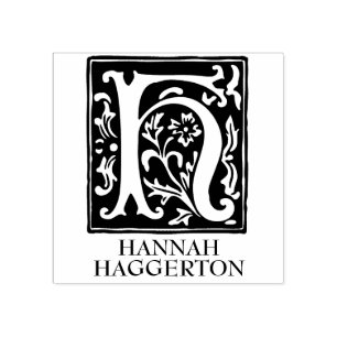 装飾用アルファベット文字H モノグラムの ラバースタンプ