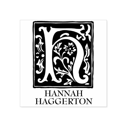 装飾用アルファベット文字H モノグラムの ラバースタンプ (インプリント)