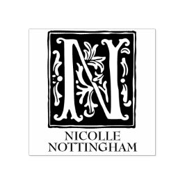 装飾用アルファベット文字N モノグラムの ラバースタンプ