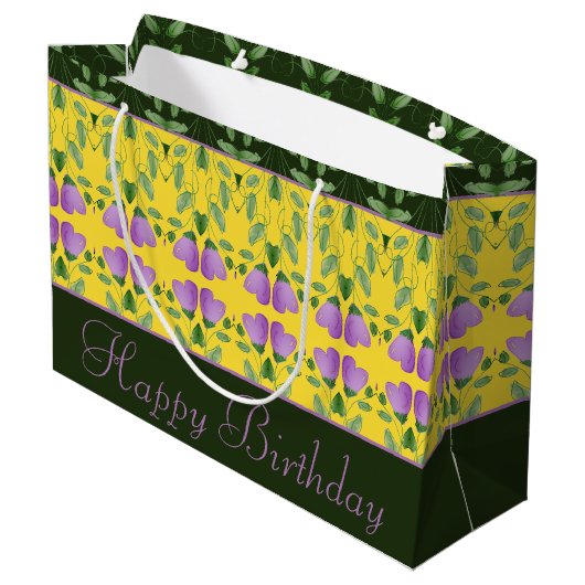 装飾用イエローグリーンとブラック ラージペーパーバッグ (裏面アングル)