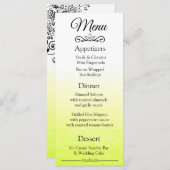 装飾用エレガントイエローフェ結婚ードのメニューカード メニュー (正面/裏面)