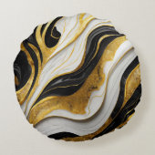 装飾用エレガントマルブレッド黒金ゴールド枕 ラウンドクッション (裏面)