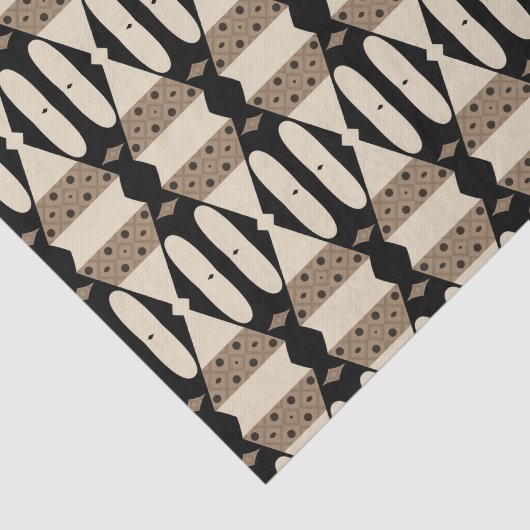 装飾用エレガント黒とベージュの幾何学的パターン 薄葉紙 (詳細)