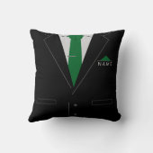 装飾用クッションおもしろいビジネスブラックスーツ名前をカスタムする クッション (裏面)