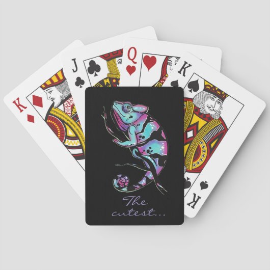 装飾用クッションかわいいカメレオンデザイン。 トランプ (裏面)