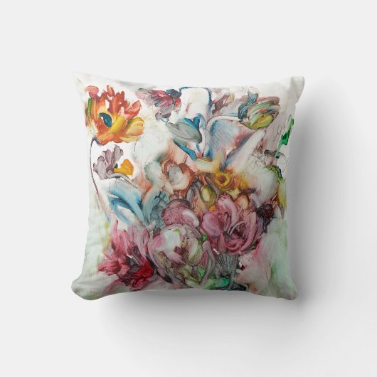 装飾用クッションで絵を描くカラフルの花 クッション (正面)
