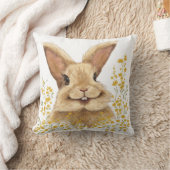 装飾用クッションとプリントハッピーバニーインゴールデン クッション (ブランケット)