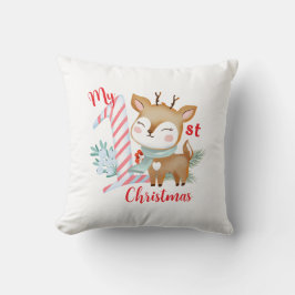 装飾用クッションとベビー鹿のイラストレーション。 クッション