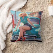 装飾用クッションとヴィンテージピンアップ女の子 クッション (ブランケット)