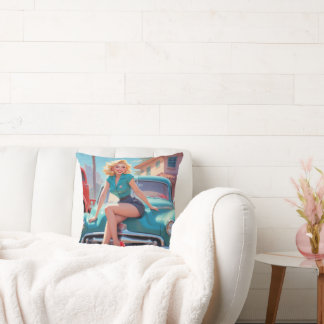 装飾用クッションとヴィンテージピンアップ女の子 クッション