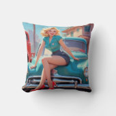 装飾用クッションとヴィンテージピンアップ女の子 クッション (正面)