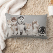 装飾用クッションのシベリアンハスキーの子犬 ランバークッション (ブランケット)