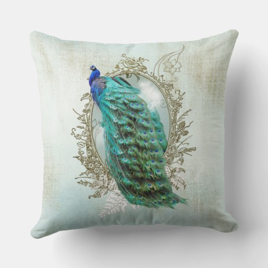 装飾用クッションのターコイズのぼろぼろの孔雀のヴィンテージ クッション (裏面)
